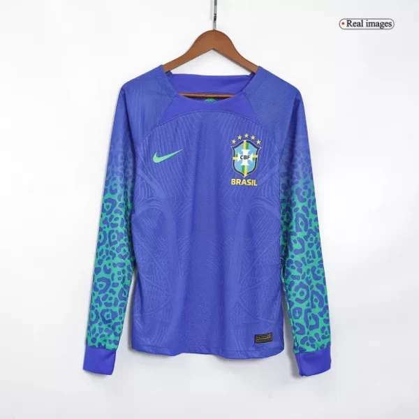 Authentic Brazil Away Long Sleeve Soccer Jersey World Cup Football 2022