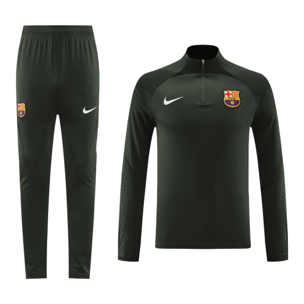 Barcelona 1 4 Zip Tracksuit 2023 24 Dark Green