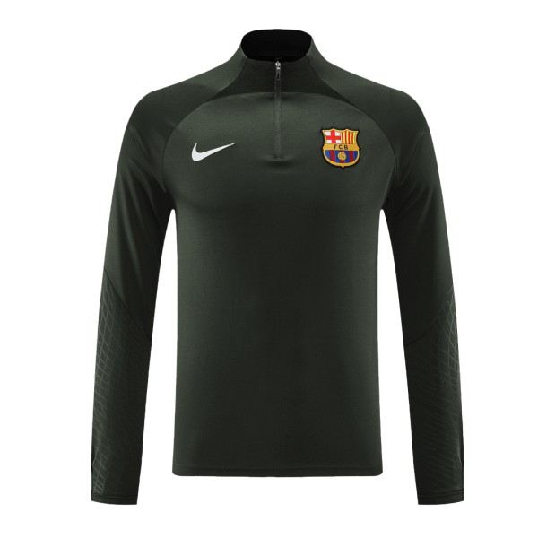 Barcelona 1 4 Zip Tracksuit 2023 24 Dark Green 3