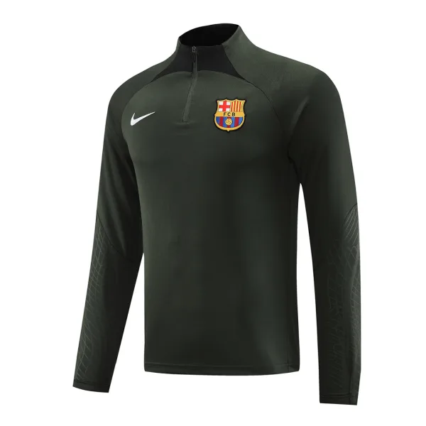 Barcelona 1 4 Zip Tracksuit 2023 24 Dark Green 4