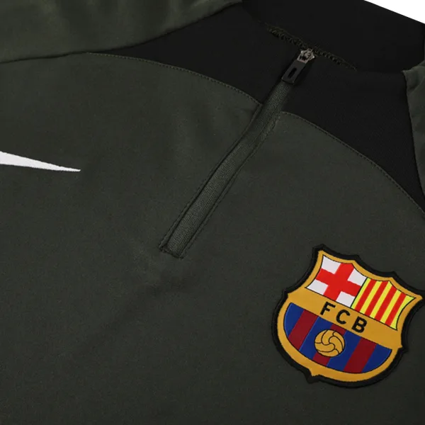 Barcelona 1 4 Zip Tracksuit 2023 24 Dark Green 7