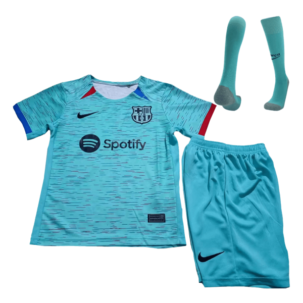 Barcelona Third Away Kids Soccer Jerseys Full Kit 2023 24