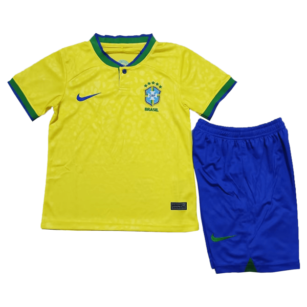 Brazil Home Kids Soccer Jerseys Kit 2022