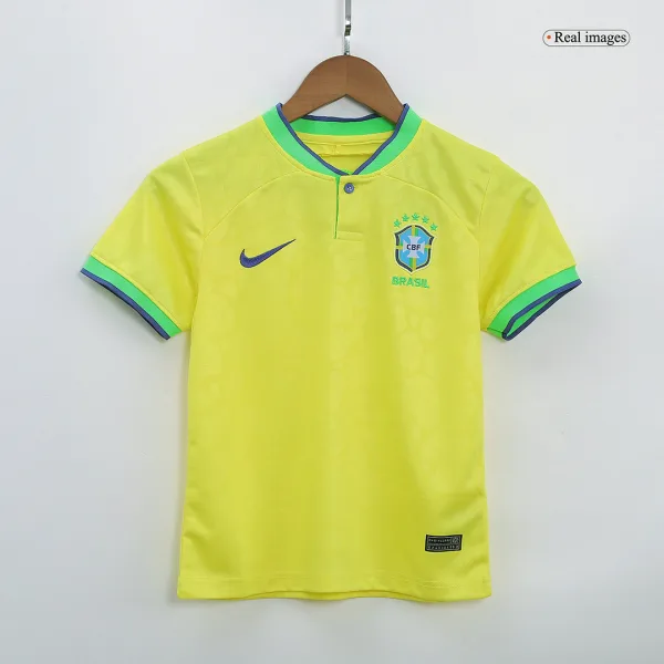 Brazil Home Kids Soccer Jerseys Kit 2022 3