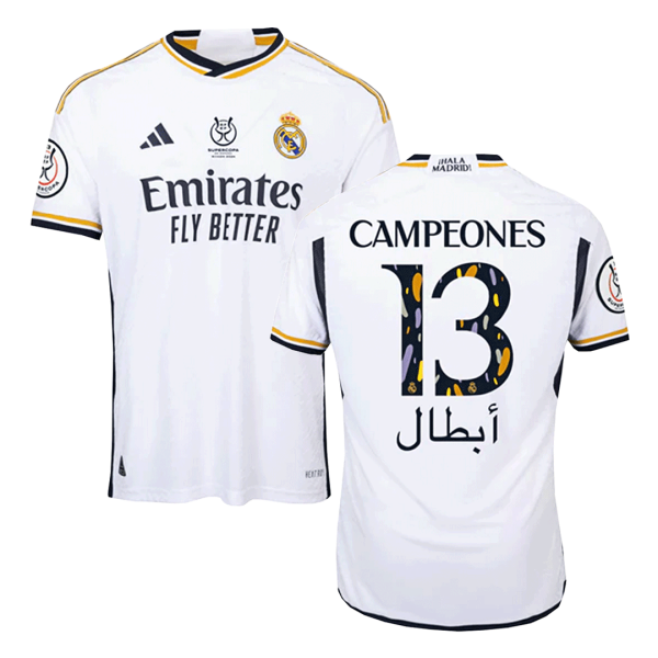 Campeones 13 Real Madrid Campeones Supercopa Home Authentic Soccer Jersey 2023 24