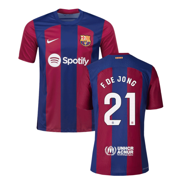 F De Jong 21 Barcelona Home Soccer Jersey 2023 24