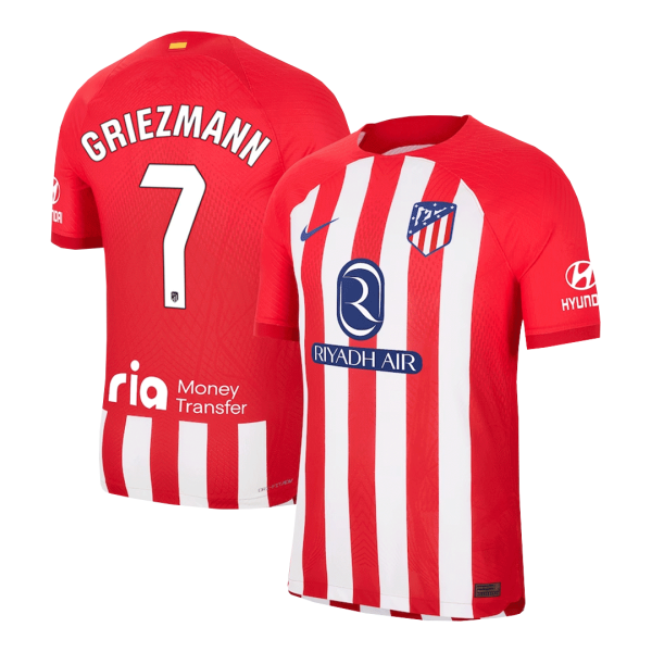 Griezmann 7 Atletico Madrid Home Authentic Soccer Jersey 2023 24