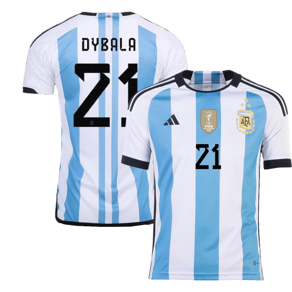 New Dybala 21 Argentina Three Stars Home 2022 Champion Jersey