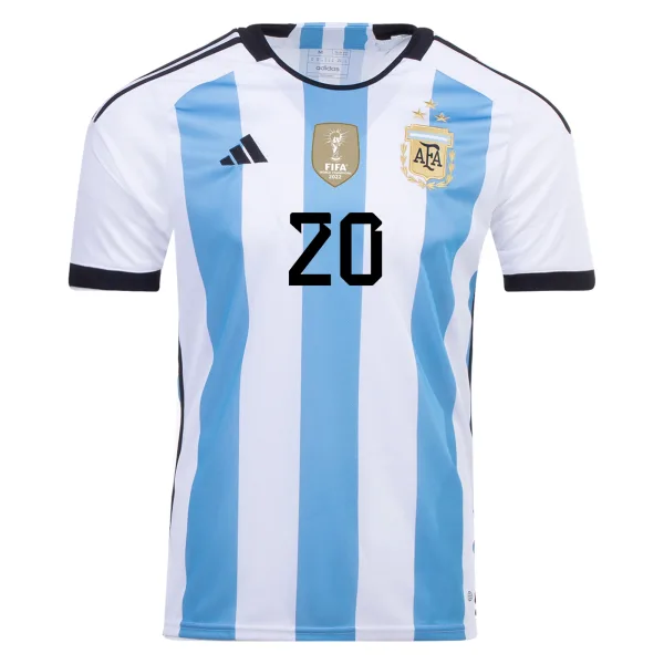 New Mac Allister 20 Argentina Three Stars Home 2022 Champion Jersey 2