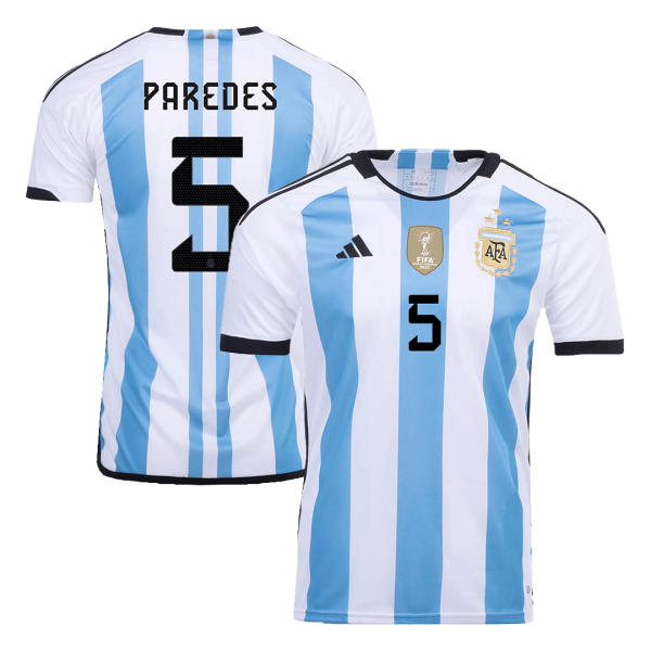 New Paredes 5 Argentina Three Stars Home 2022 Champion Jersey