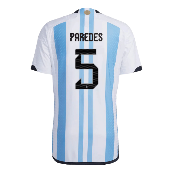 New Paredes 5 Argentina Three Stars Home World Cup 2022 Champion Authentic Jersey