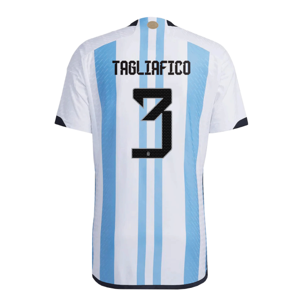 New Tagliafico 3 Argentina Three Stars Home World Cup 2022 Champion Authentic Jersey