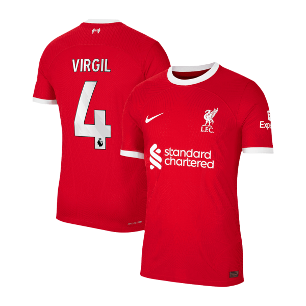 Virgil 4 Liverpool Home Authentic Soccer Jersey 2023 24