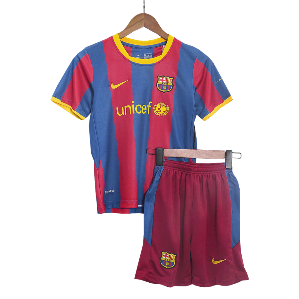 Vintage Barcelona Home Kids Soccer Jerseys Kit 2010 11