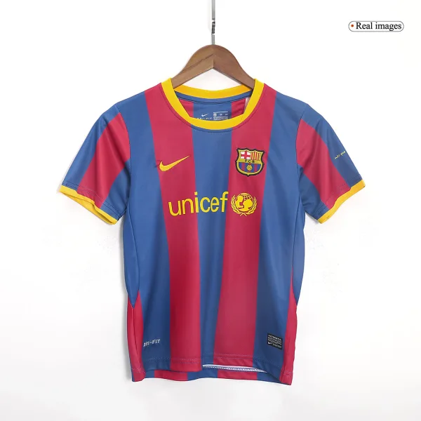 Vintage Barcelona Home Kids Soccer Jerseys Kit 2010 11 3